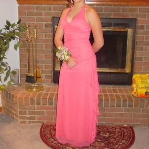 Special Occasion Peachy Pink Halter Sparkle Dress